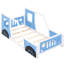 Lit plateforme simple bleu avec roulettes - fait de bois de pin robuste et d'une décoration intérieure élégante en forme de voiture-1089804000-1089804001