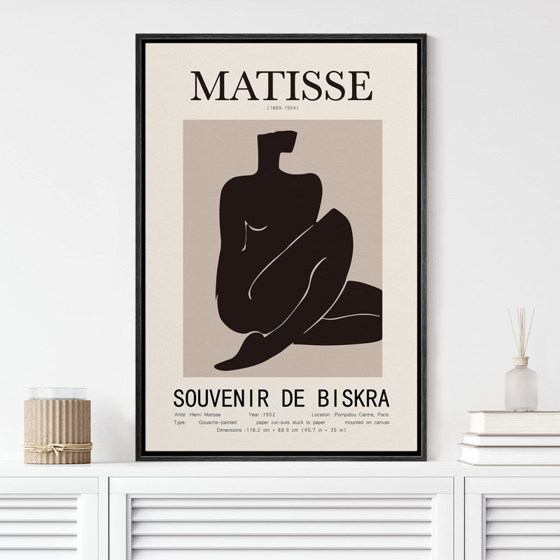 Oeuvre classique "Henri Matisse noir et brun clair, formes de personnes nues" sur, Noir, H 24 po x l 16 po