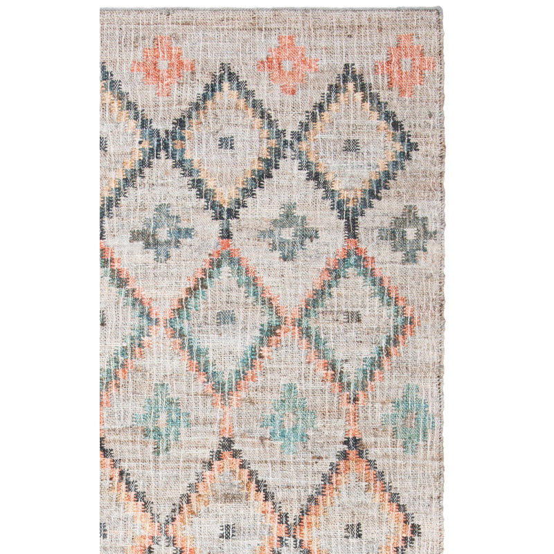 Tapis géométrique en jute tissé à la main Janet, Carré 9 pi