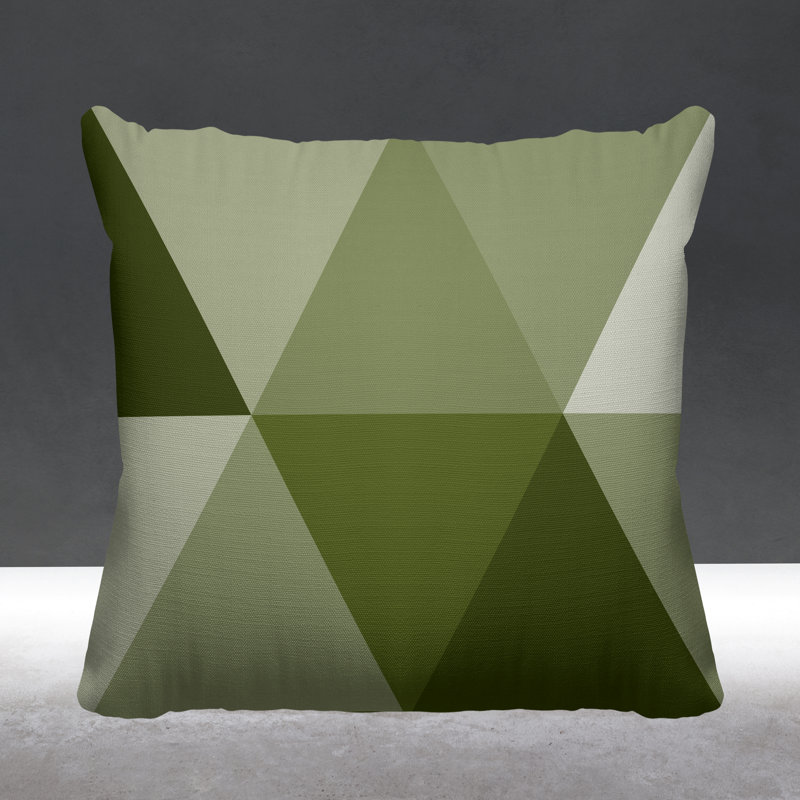 Coussin décoratif intérieur / extérieur Isla, L 17 po x H 17 po, Géométrique vert 1