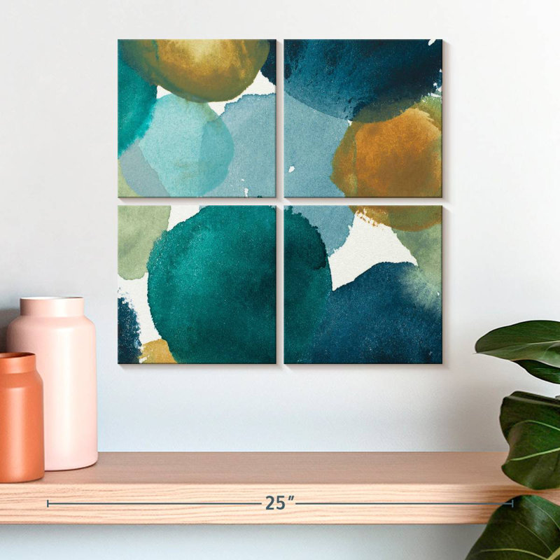 Teal Watermarks Square II, 18'' H x 18'' W