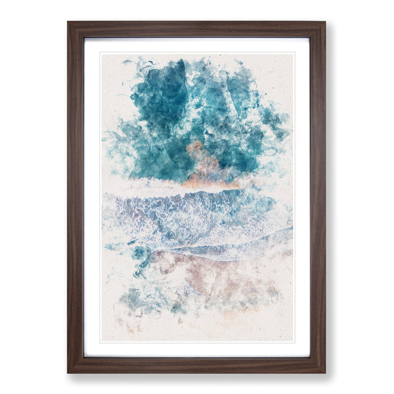 View Of Dee Why Beach In Australia - Single Picture Frame Print on MDF, 87cm H x 62cm W x 2cm D, Walnut Framed