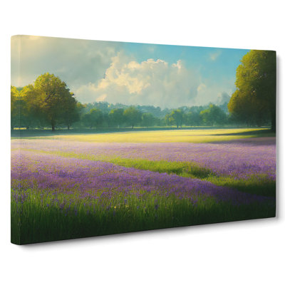 Enigmatic Bluebell Field - Wrapped Canvas Painting