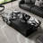 Exquisite Contemporary Stream Form Marble Coffee Table With Flowing Water Form Finish And Wood Veneer Base, Rectangular Black
