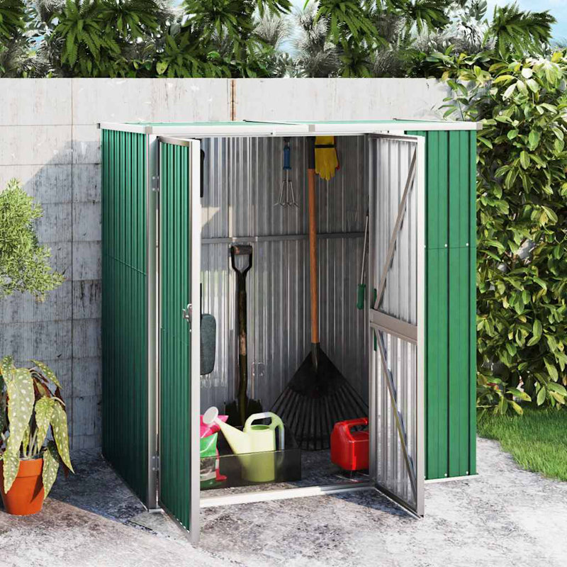 5.28 ft W x 2.91 ft D Galvanized Steel Lean-To Tool Shed, Green