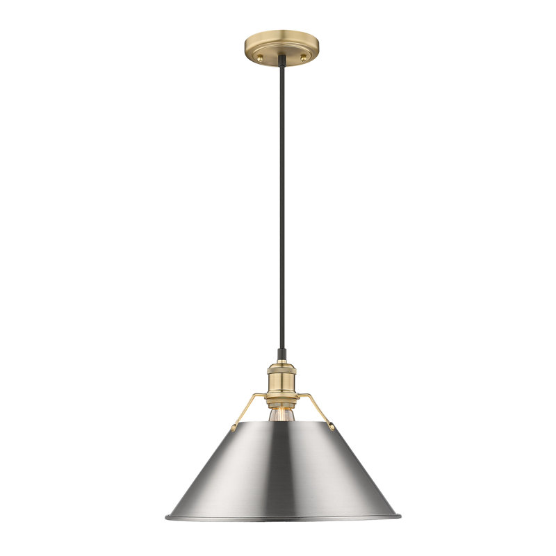 Luminaire suspendu conique à 1 lumière Weatherford, H 131,5 po x l 14 po x P 14 po, Étain, Bronze champagne brossé