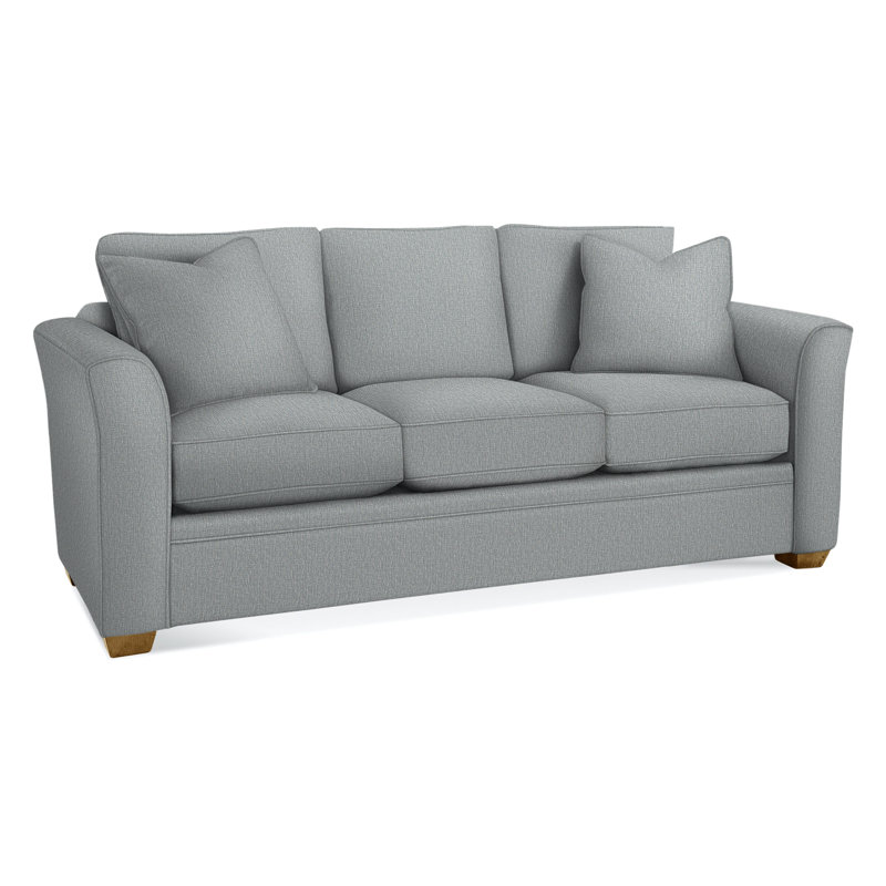 Bridgeport 85'' Upholstered Sofa, Light Blue Performance Fabric; 0851-55, Havana Finish