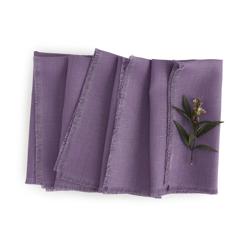Fringe - 100% Pure Linen Dinner Napkins, Mulberry