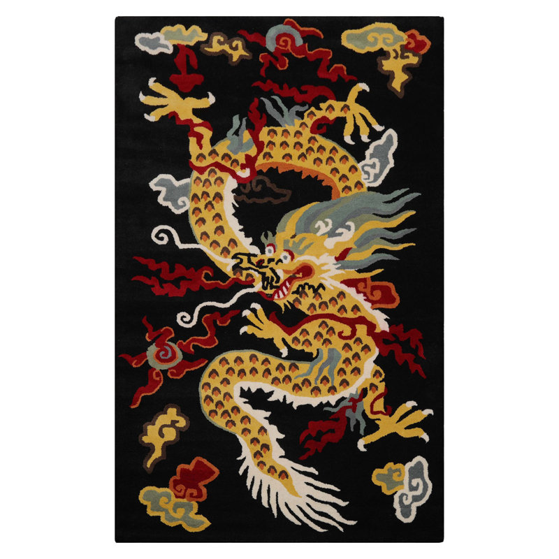 Tapis chinois en laine touffeté à la main 5 x 8, Rectangle de 5 pi x 8 pi