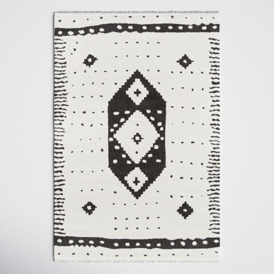 Metro Ivory Black Geometric Rug