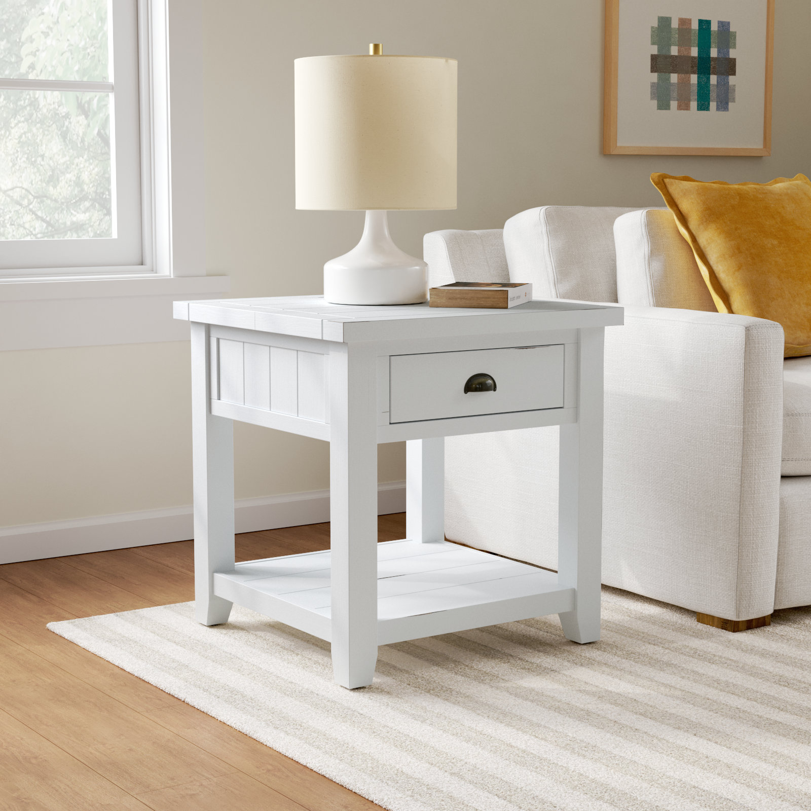Castile 24" End Table, Weathered White