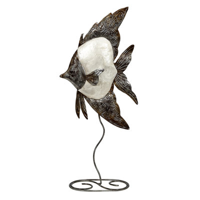 Figurine de poisson sur pied en métal capiz Albee
