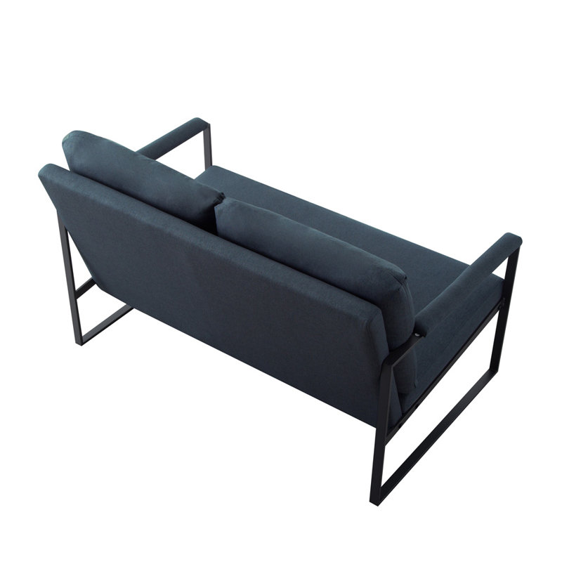 49.2" Upholstered Loveseat, Blue Linen Blend
