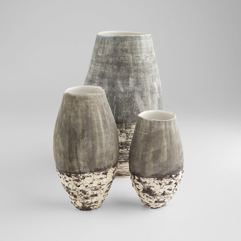 Calypso Handmade Ceramic / Porcelain Table Vase, 11.5" H x 6.25" W x 6.25" D
