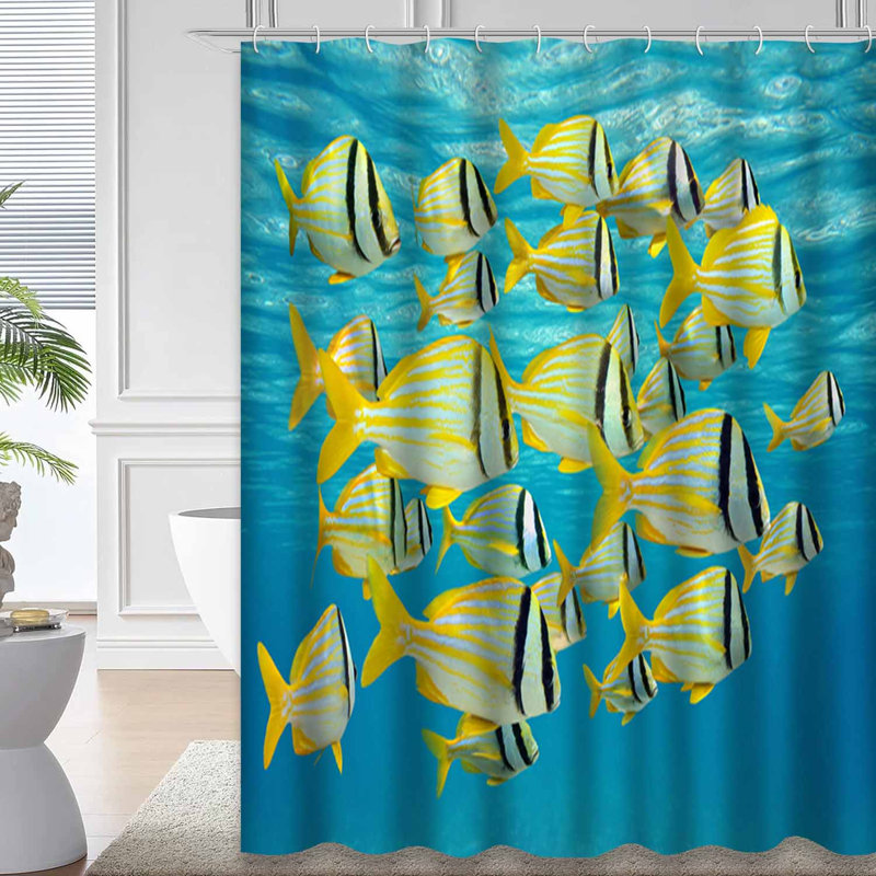 Rideau de douche bleu imperméable, rideaux de douche pour la salle de bain avec 12 crochets, L 72 po x l 72 po