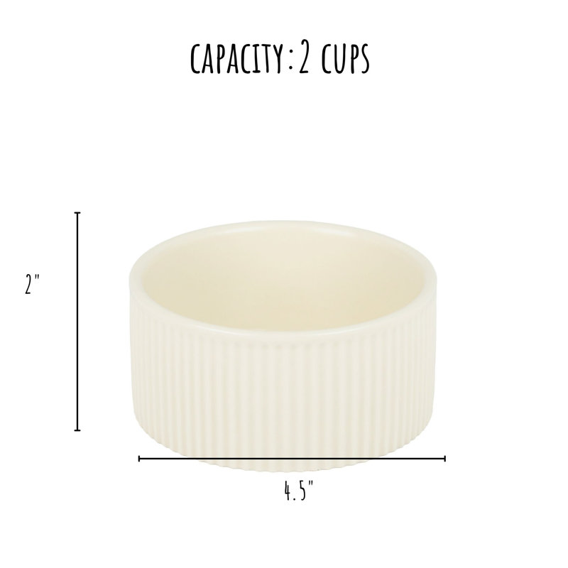 Ensemble de bols pour animaux Jardin, 2", Crème, crème