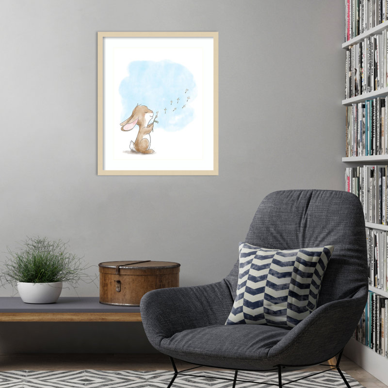 «Little Bunny Blowing Dandelions» par Circle Kids, impression sur bois encadrée, H 25 po x l 21 po