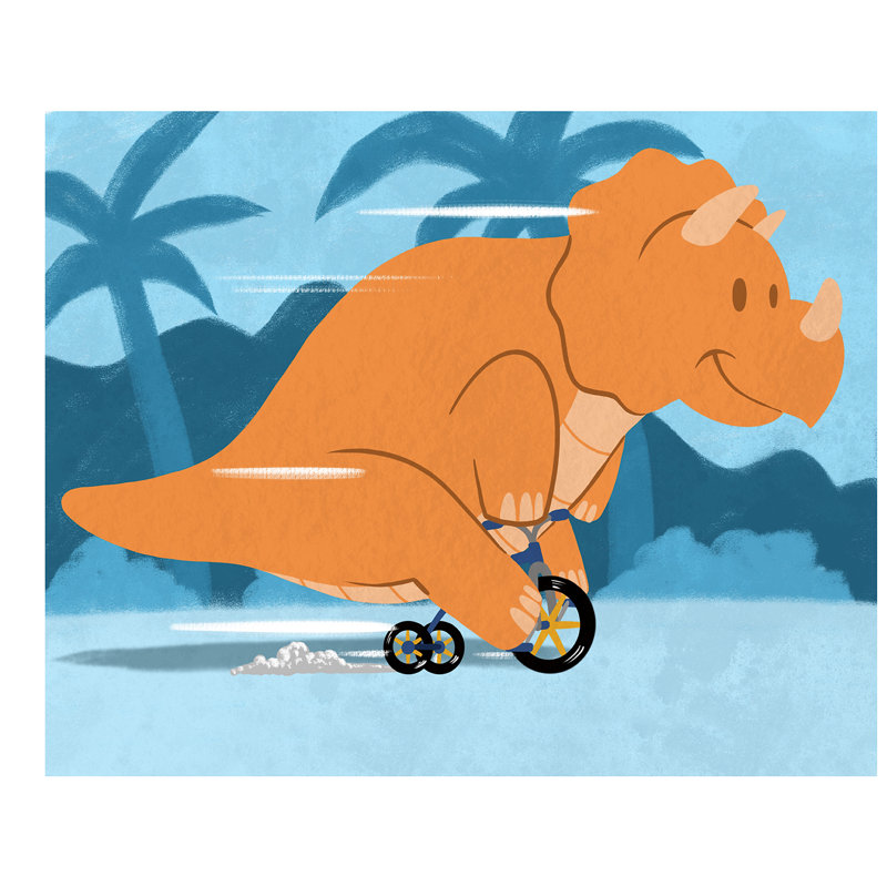«Riding Dino 2», impression sur papier, H 20 po x l 24 po x P 1 po, Papier