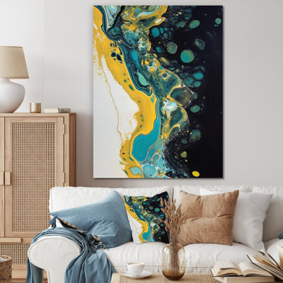 Sarcelle et jaune liquide Dreams IV sur toile