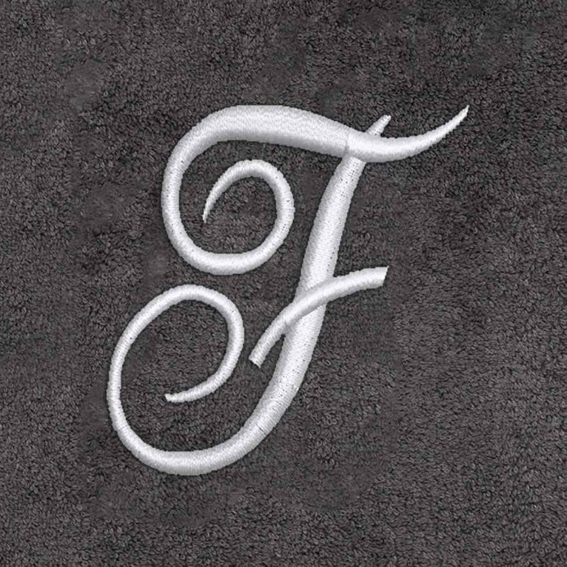 Winston Porter Granite/Silver Script Monogram Bath Towel Letter F