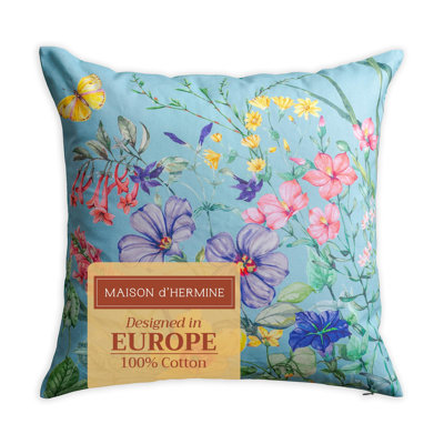Maison d'Hermine Hesperides - Fleur 100% Cotton Decorative Pillow cover - 18" x 18" - Pack of 1