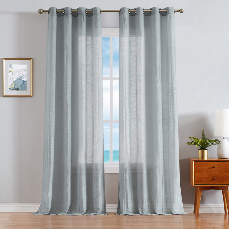 Nautica Cordelia Crushed Sheer Window Curtains, Gray, 52" W x 108" L
