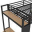 Lit mezzanine en métal avec tablettes de rangement, cadre de lit mezzanine avec garde-robe et panneau perforé-1930790081