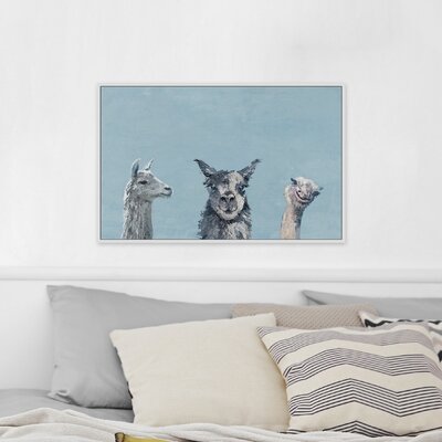 Llama And Ostrich Groove' Floater Framed Print On Canvas -  Bungalow Rose, 73927678900249B3AA0E764E51F76DC6