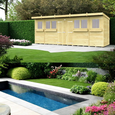 18ft x 8ft Pent Summer Shed