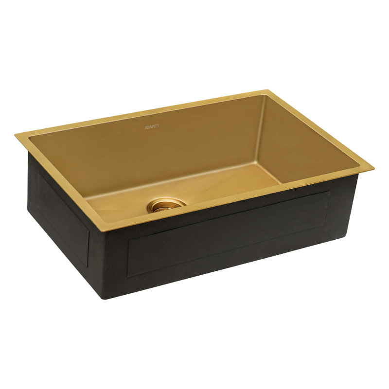 Ruvati 27-inch Undermount Stainless Steel Kitchen Sink 16 Gauge Single Bowl, Gold