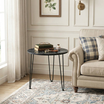Modern Round End Table With Heavy Duty Thickened Tabletop And Stable Rustproof Metal Tripod Legs For Living Room