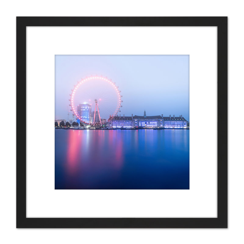 Warby London Eye Foggy Morning Cityscape - Single Picture Frame Print