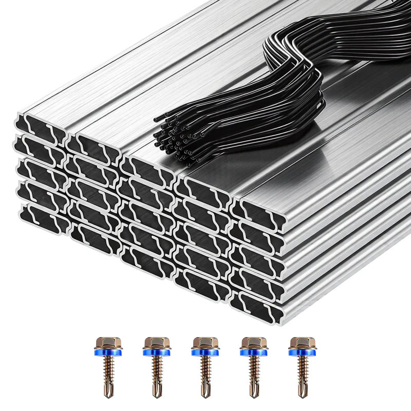 Greenhouse Spring Wire And Lock Channel, 6.56 Ft Pvc-coated Wiggle Wire & Aluminum Alloy Channel Bundle Kit With Included Screws, 0.05 In Thickened, Poly Film & Shade Cloth Attachments