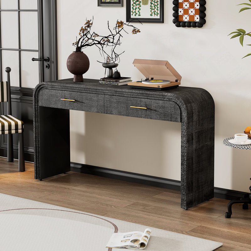 Console unique de style rétro avec deux tiroirs supérieurs pour l'entrée, idéale pour améliorer les espaces de vie