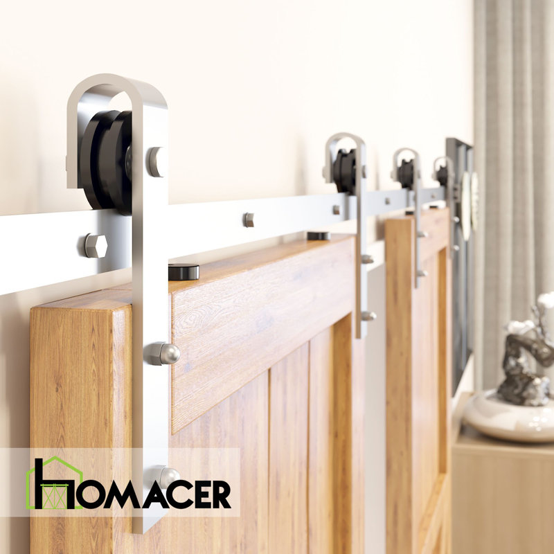 Brushed Nickel Classic Design Non-Bypass Single Track Two Door Hardware Kit, 48 in.