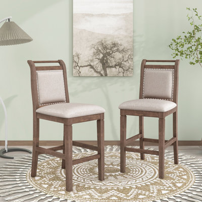 Ensemble de table de salle à manger à hauteur de comptoir en bois 3 pièces avec 2 chaises rembourrées pour petite place