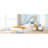 Solid Wood Natural Wood Tone Full Size Platform Bed With House-Shaped Headboard For Bedroom Use