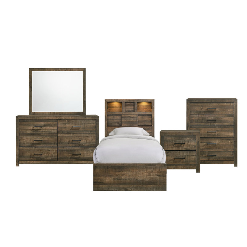 Ensemble de chambre à coucher avec lit simple 5 pièces Beckett Picket House Furnishings Beckett, Lit simple