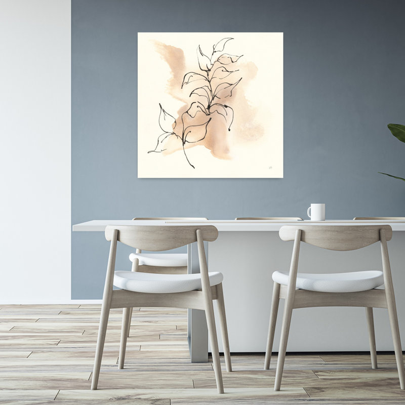 Boho botanique I, art abstrait contemporain de paysage végétal, H 32 po x l 32 po