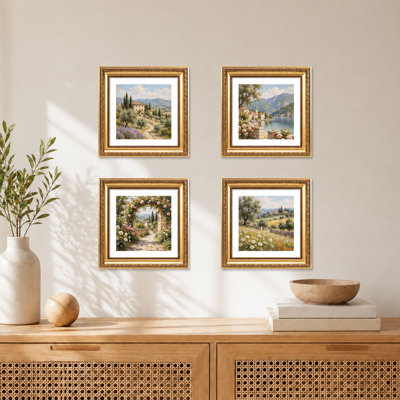 Vintage 8x8 Picture Frame with 4x4 Mat, Elegant Retro 8 by 8 Photo Frame for Wall or Tabletop Display, 2 Pack