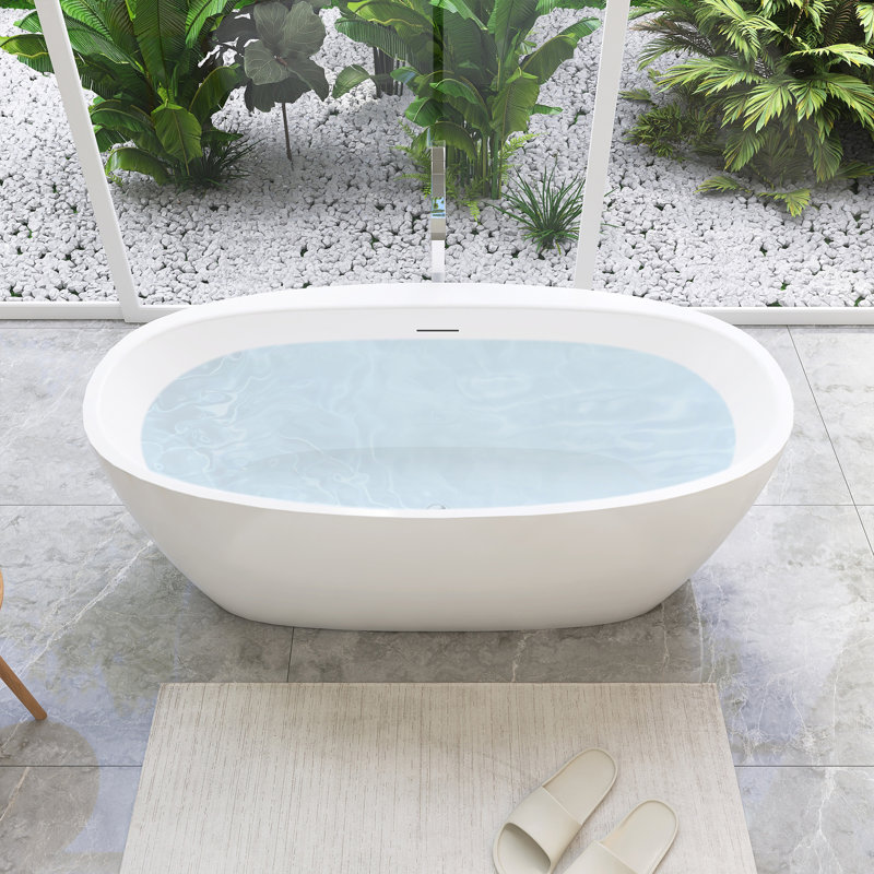 Altair 59" Glossy White Acrylic Freestanding Soaking Bathtub