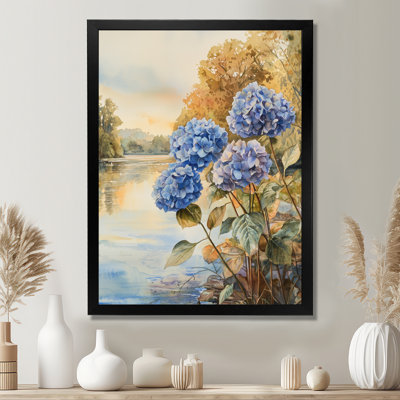 Hydrangeas By The Riverbank II - Floral Wall Art Prints