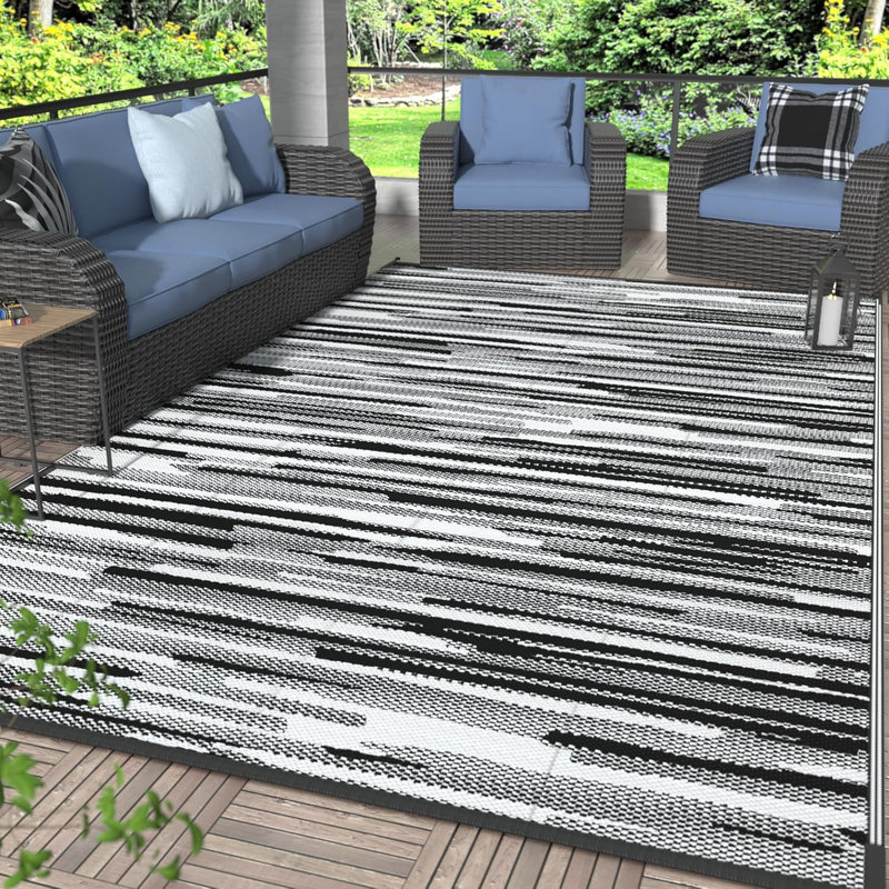 Tapis d'extérieur en plastique imperméable réversible Shimeek, Rectangle 9 pi x 12 pi