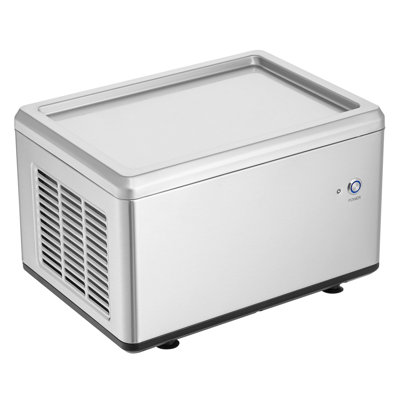 Sorbetière en acier inoxydable refroidi par compresseur, bac froid de 32 x 22 cm pour yogourt glacé et desserts, argent