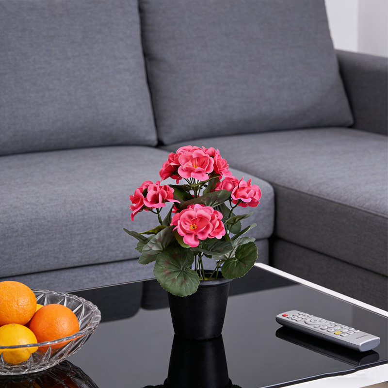 Pot de fleur de bégonia artificiel 1pc, Rouge / rose