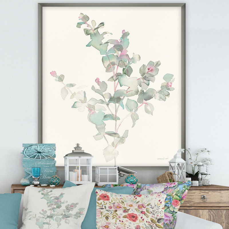 « eucalyptus leaves ii »-image sur toile, H 20 po x l 12 po x P 1po, Cadre argenté