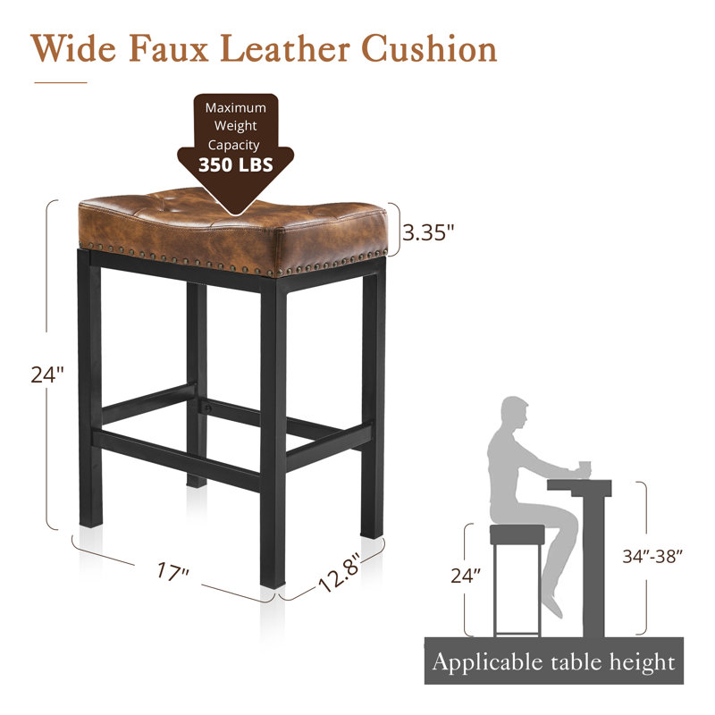 Tabouret de comptoir 24 po Mixell, Noir, Brun jaunâtre