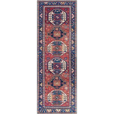 Tapis bleu marine / rouge Broden