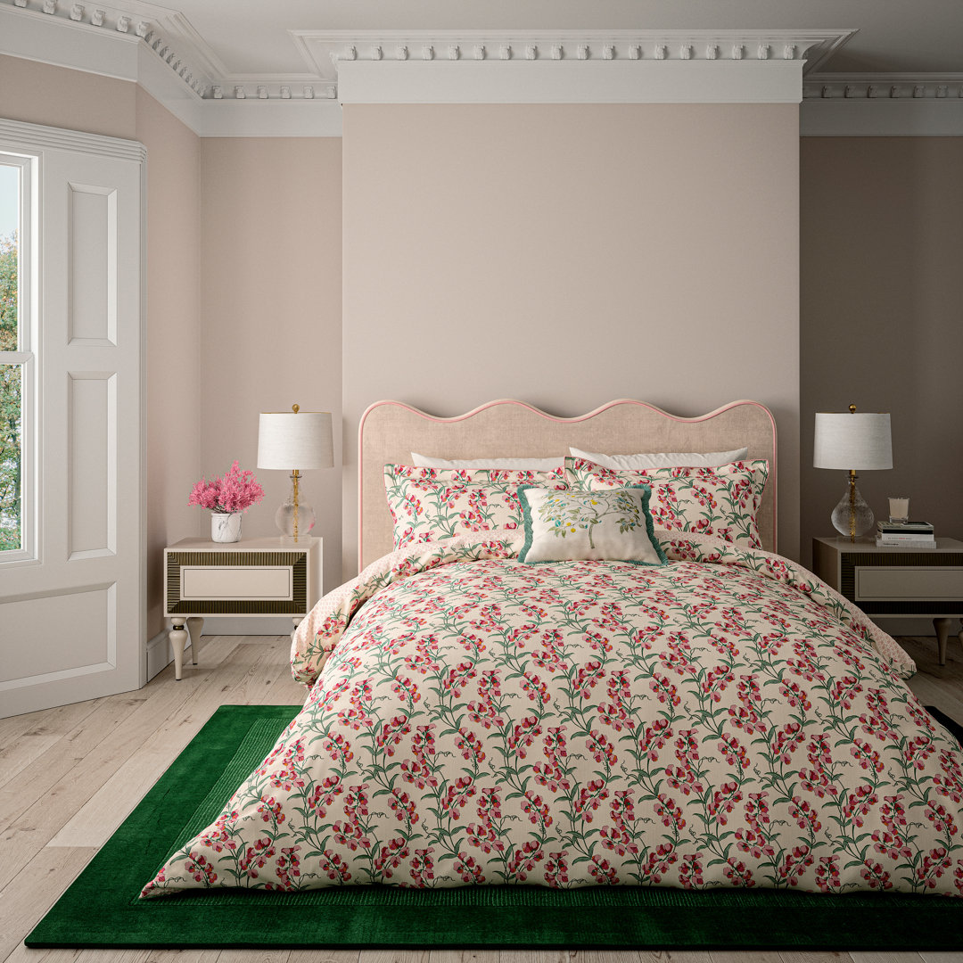 Sweet Tendrils Cotton Floral Duvet Cover Set with Pillowcases Included