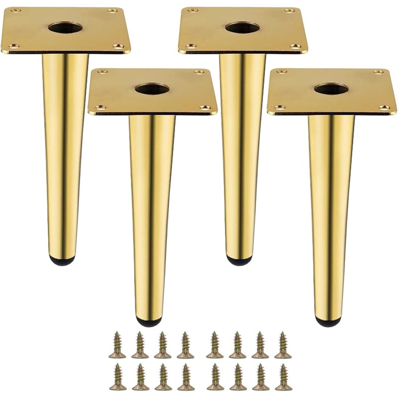 Pieds de meubles en métal robustes pour remplacement de chaise d'armoire de canapé, conception droite moderne avec installation facile, ensemble de 4